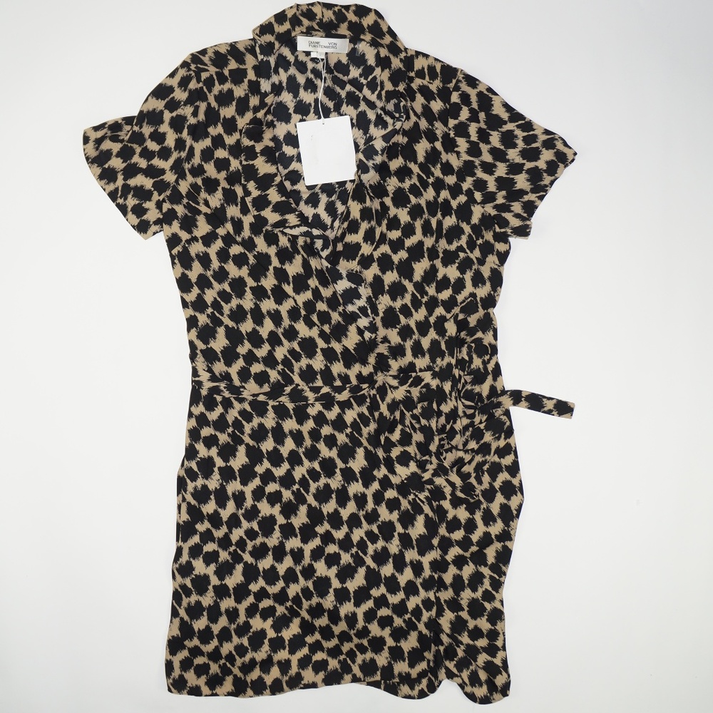 Diane Von Furstenberg Black and Tan Patterned Dress